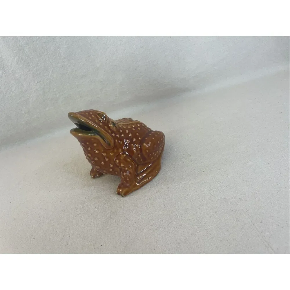 Vintage Italian Frog Coin Bank Mr Toad Pottery Ceramic Majolica Glaze Money Bank